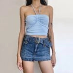 Ahyeon Retro Belted Denim Skort