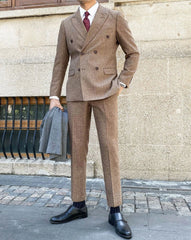 Jay Mocha Double-Breasted Suit Set