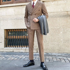 Jay Mocha Double-Breasted Suit Set