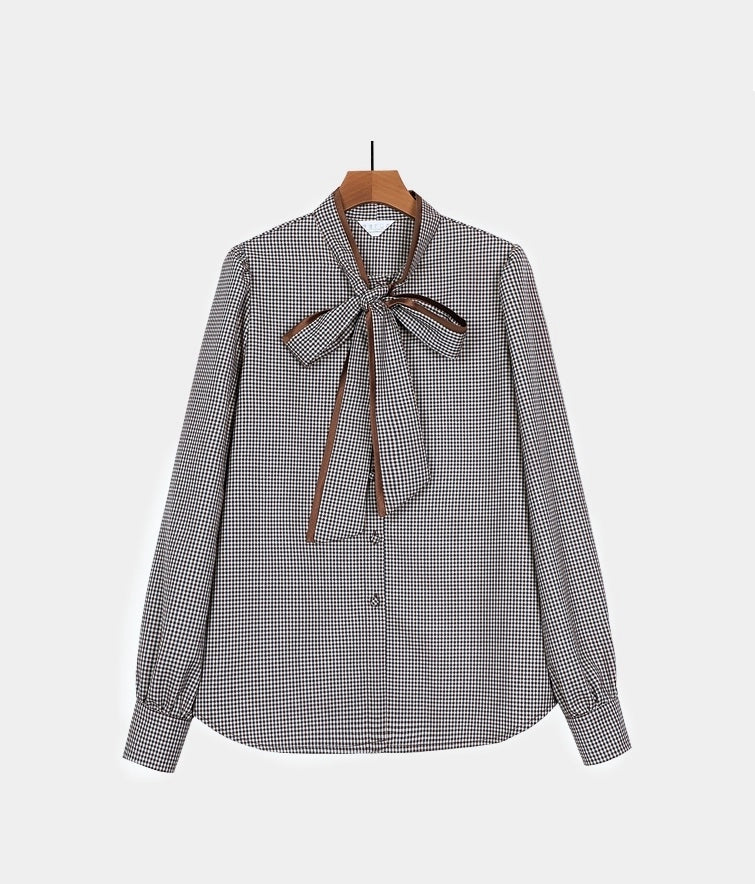 Brown Plaid Bow-Tie Blouse | Jisoo – BlackPink