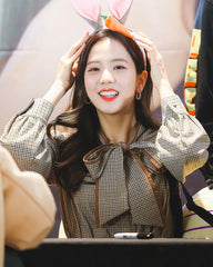 Brown Plaid Bow-Tie Blouse | Jisoo – BlackPink