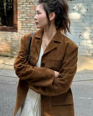 Rami Brown Suede Blazer Jacket