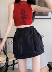 Danielle Noir Big-Pocket Mini Skirt