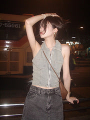 Lily Denim Halter Top