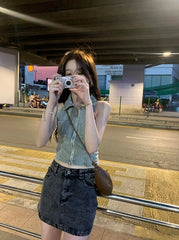 Lily Denim Halter Top