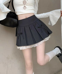 Wonhee Double Bow Pleated Skirt