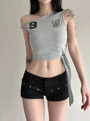 Winter One Shoulder Tie Top