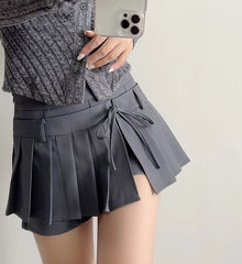 Ruka Pleated Tie-Waist Skort