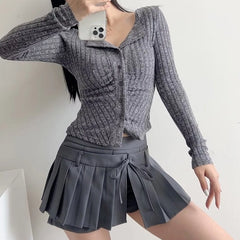 Ruka Pleated Tie-Waist Skort