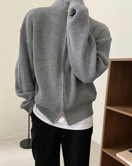 Sunghoon Ash Ribbed Zip-Up Cardigan