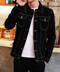 Jimin Noir Contrast Stitch Denim Jacket