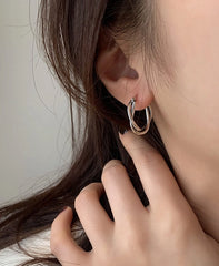 Jimin Silver Circle Knot Earrings