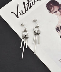Jimin Silver Triple-Strip Earrings