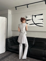 Yujin Grey Gathered Sleeveless Top