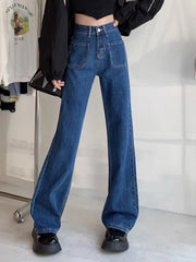 Blue Rectangular Patched Pocket Denim Jeans | Minji – NewJeans