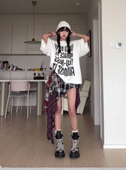 Ahyeon Multicolored Layered Plaid Skirt