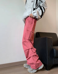 Iroha Pink Side Pleats Cargo Pants
