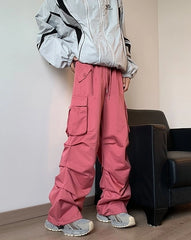 Iroha Pink Side Pleats Cargo Pants
