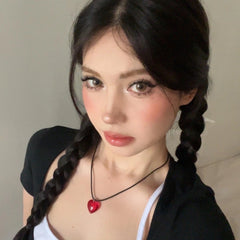 Asa Red Big Heart Pendant Necklace