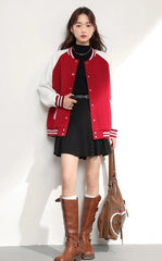 Heeseung Red Oversized Varsity Jacket