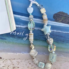 Y2K Summer Sea Breeze Cell Phone Charm Strap – DIY Handmade Wrist Keychain Lanyard for Women