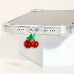 Red Cherry Dust Plug for Phone – Hanging Pendant Accessory for iPhone & Samsung Type-C Ports (1pcs)