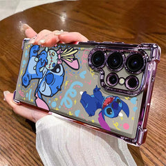 Samsung Stitch Plating Phone Case – Cute Anti-Fall Airbag Cover for S25, S24, S23, S21, Note20 & More