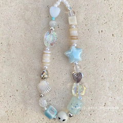 Y2K Summer Sea Breeze Cell Phone Charm Strap – DIY Handmade Wrist Keychain Lanyard for Women