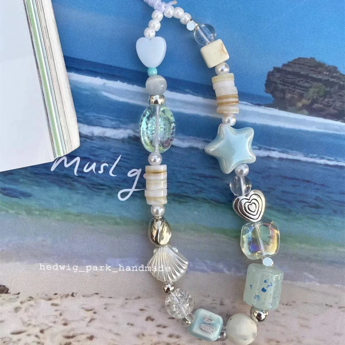 Y2K Summer Sea Breeze Cell Phone Charm Strap – DIY Handmade Wrist Keychain Lanyard for Women