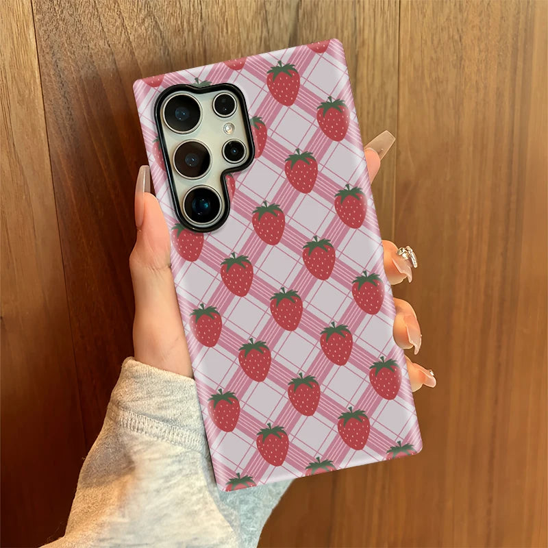 Strawberry Grid Rugged Case