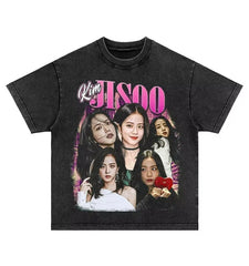 Jisoo 2025 Washed Cotton Oversized Tee