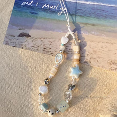 Y2K Summer Sea Breeze Cell Phone Charm Strap – DIY Handmade Wrist Keychain Lanyard for Women