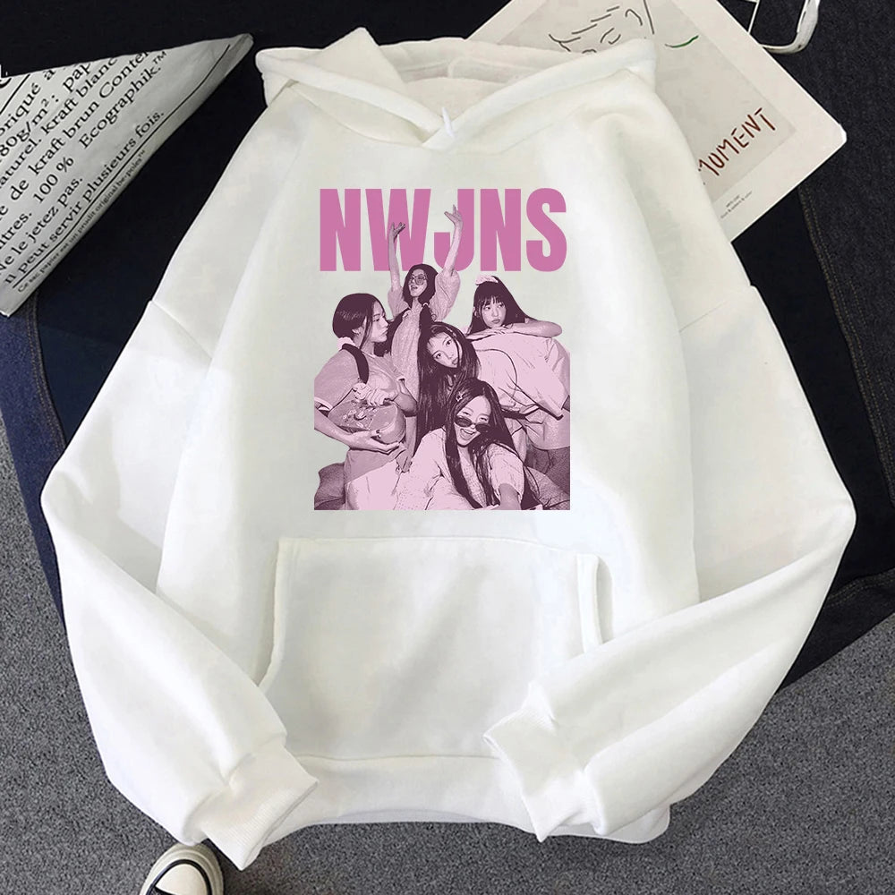 NewJeans “NJZ NWJNS” Oversized Graphic Hoodie
