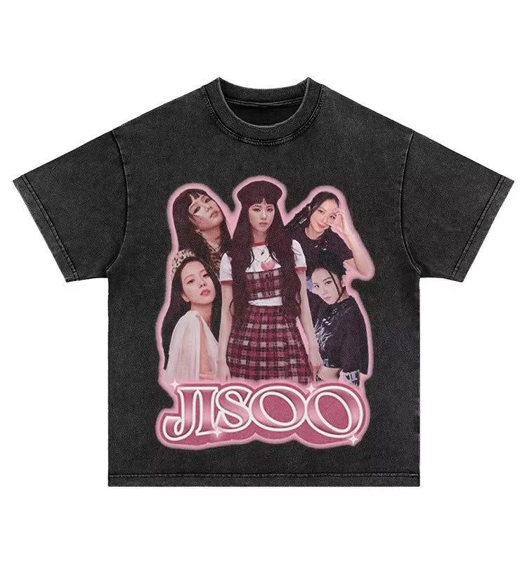 Jisoo 2025 Washed Cotton Oversized Tee