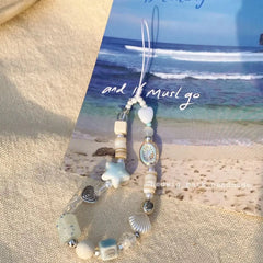Y2K Summer Sea Breeze Cell Phone Charm Strap – DIY Handmade Wrist Keychain Lanyard for Women