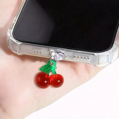 Red Cherry Dust Plug for Phone – Hanging Pendant Accessory for iPhone & Samsung Type-C Ports (1pcs)