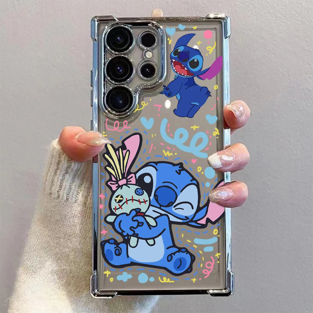 Samsung Stitch Plating Phone Case – Cute Anti-Fall Airbag Cover for S25, S24, S23, S21, Note20 & More