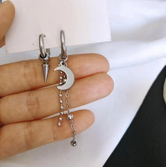 Suga Silver Crescent & Spike Hoop Earrings