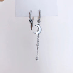 Suga Silver Crescent & Spike Hoop Earrings