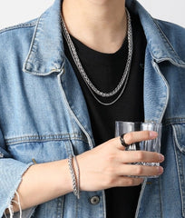 Jungkook Silver Double-Layer Chain Necklace