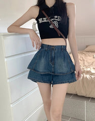 Sullyoon Layered Denim Skorts
