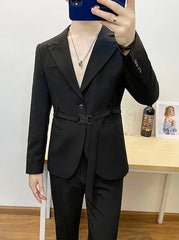 Sunghoon Noir Belted Suit Jacket