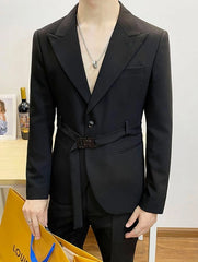 Sunghoon Noir Belted Suit Jacket