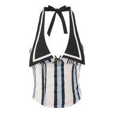 Julie Striped Halter Top