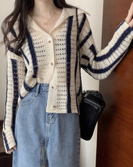 Hyunjin Striped Knot Cardigan