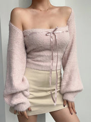 Wonyoung Knitted Tube Top And Cardigan