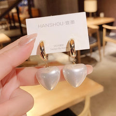 Chiquita Pearl Heart Hoop Earrings