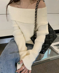 Karina Ribbed Off-Shoulder Sweater