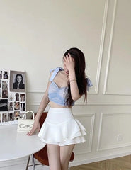 Chaeryeong Ivory Ruffle Mini Skirt