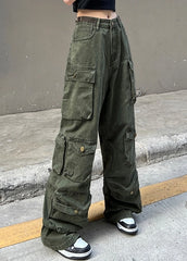 Yeji Army Green Cargo Jeans